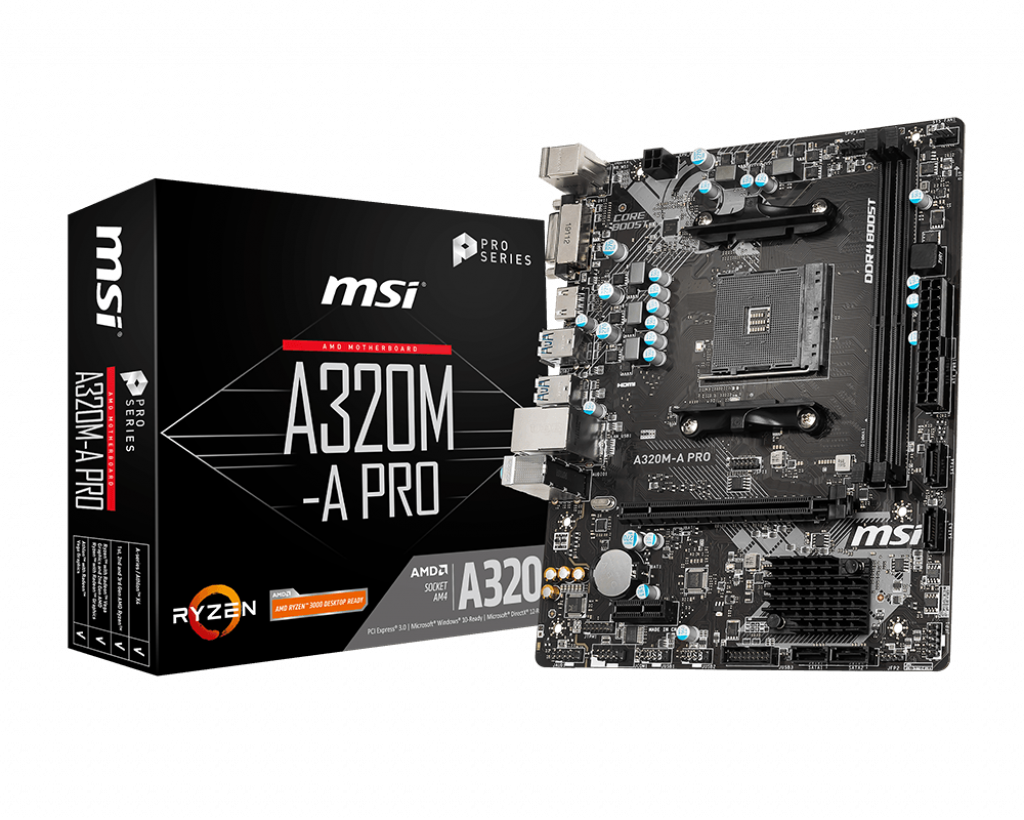 MSI A320M-A PRO Socket AM4 AMD A320 Dual 2xDDR4-3200 mATX