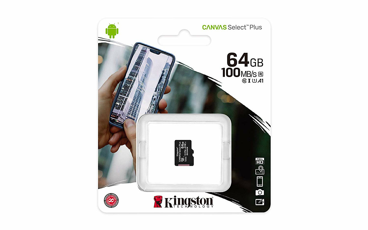 Kingston SDCS2/64GBSP 64GB microSD Class10 A1 UHS-I Canvas Select Plus