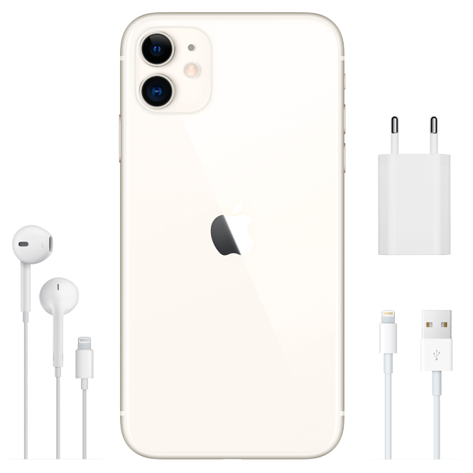 Apple iPhone 11 / 6.1" IPS 1792x828 / A13 Bionic / 4Gb / 128Gb / 3110mAh / White