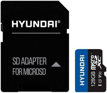 Hyundai SDC128GU3 128GB microSD Class10 U3 V30 + SD adapter