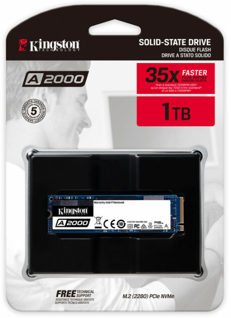 M.2 NVMe SSD Kingston A2000 / 1000GB / SM2263EN controller / 96-layer 3D NAND TLC / SA2000M8/1000G