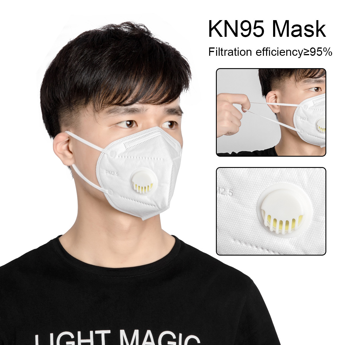 Helmet KN95 Disposable Protective Masks with 5 Layers + Valve