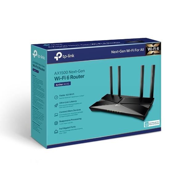 TP-LINK Archer AX10 Wi-Fi 6 Wireless Gigabit Router / Black