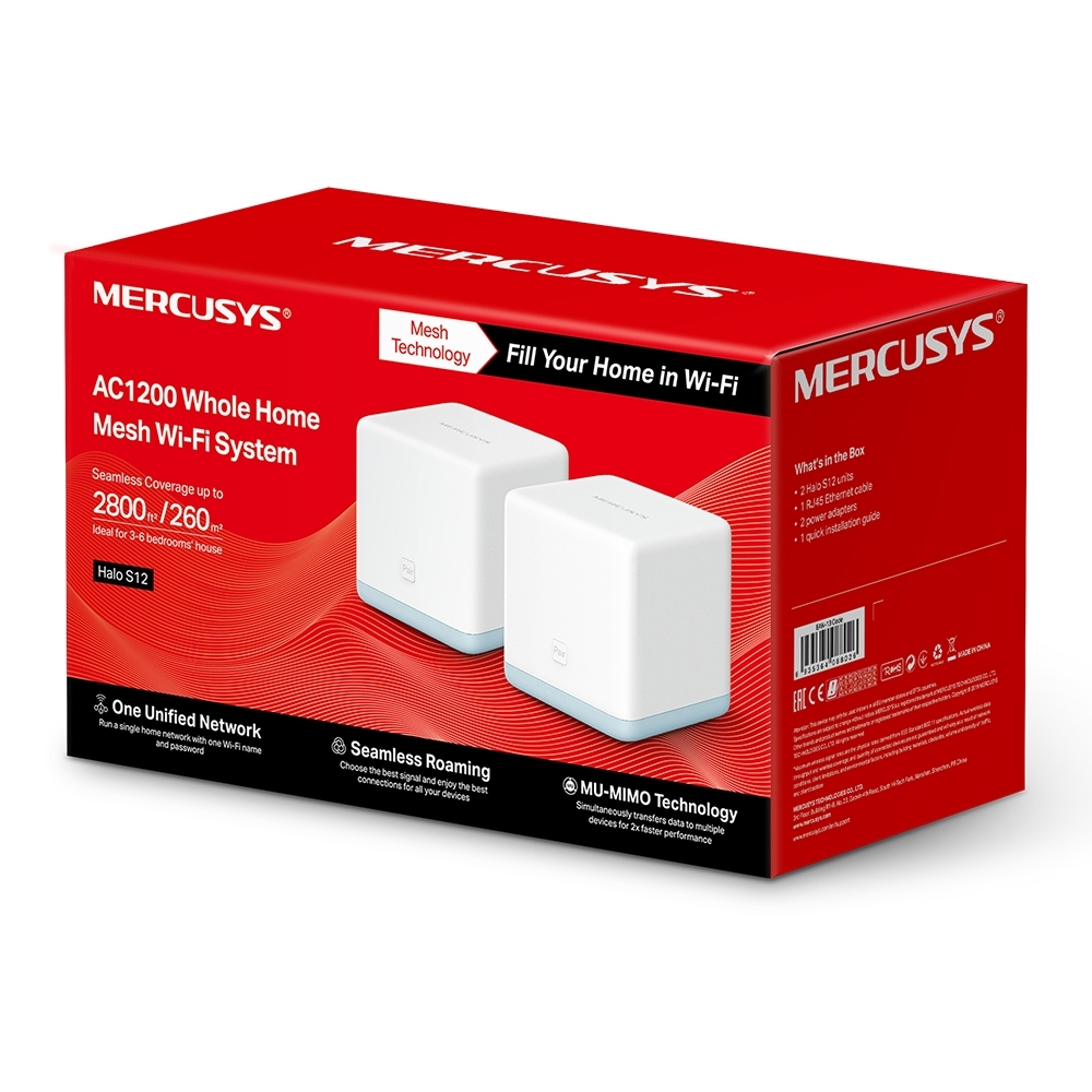 MERCUSYS Halo S12 / 2-pack / Whole-Home Mesh Dual Band Wi-Fi AC System / White