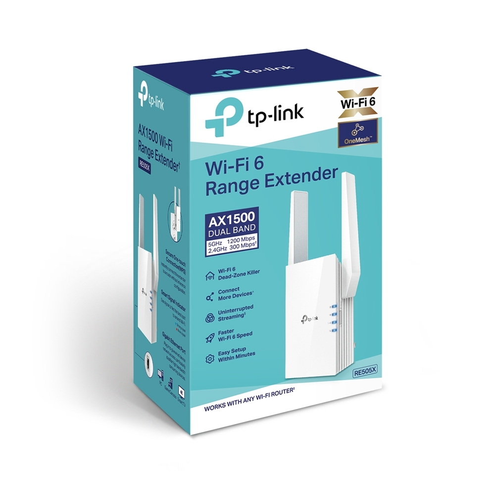 TP-LINK RE505X Wi-Fi 6 Wall Plugged Range Extender