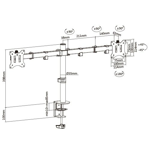 Brateck LDT42-C024 Monitors Steel Articulating Monitor Arm /