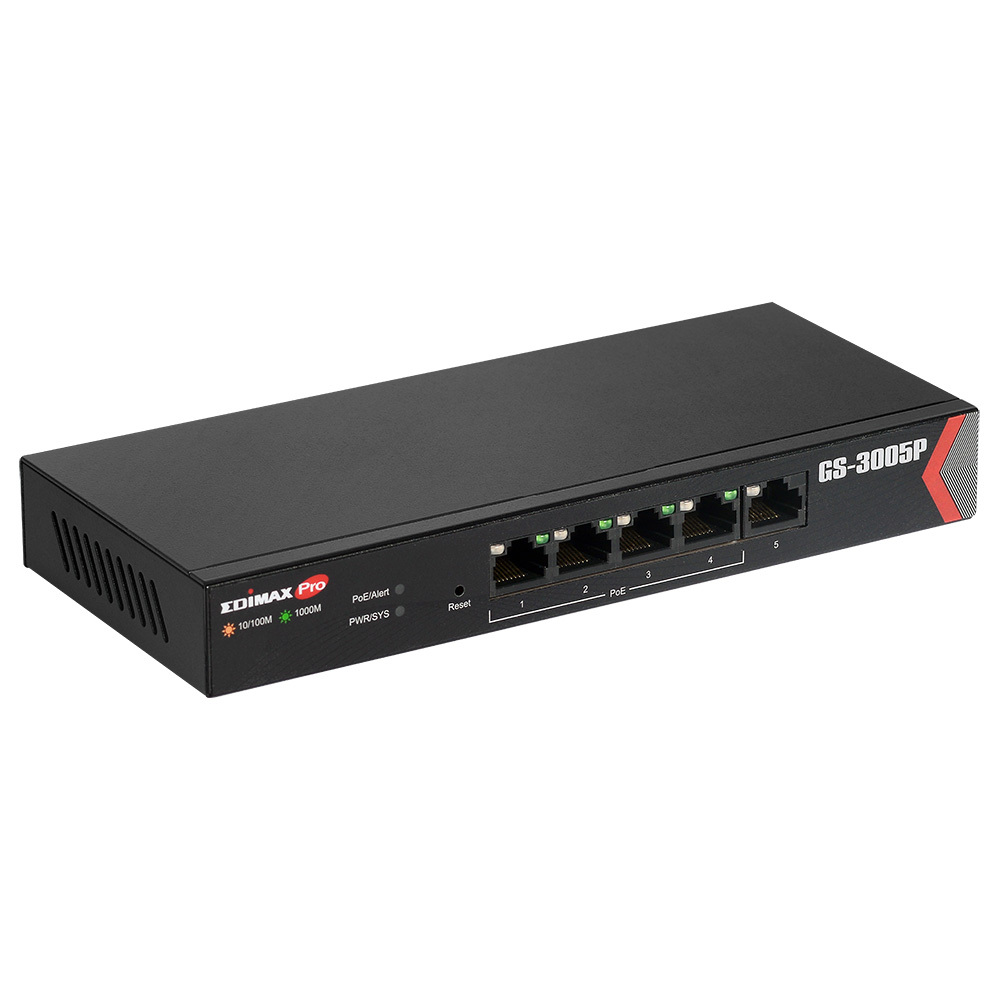 Edimax GS-3005P / 5-Port Gigabit Desktop PoE Switch / Black