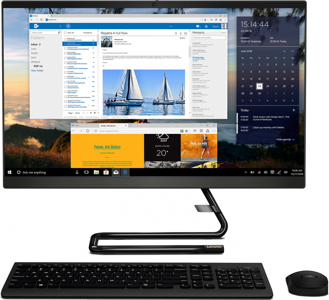 Lenovo IdeaCentre A340-24ICK / 23.8" FullHD WVA / Pentium Gold G5420T / 8GB DDR4 / 256GB SSD / No OS / Black