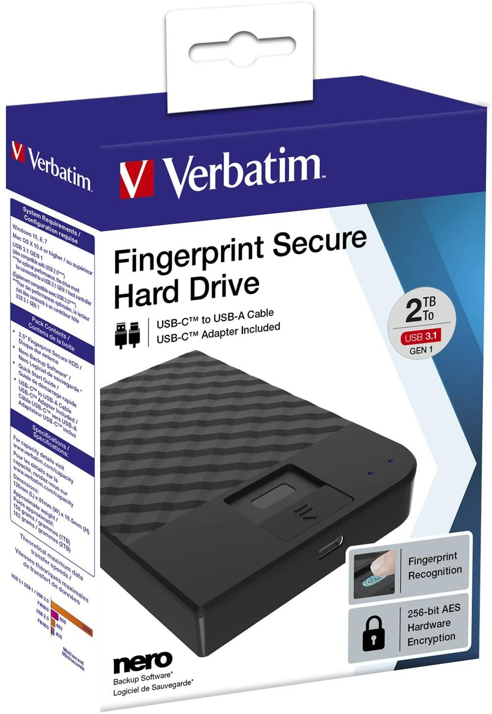 Verbatim Fingerprint Secure 53651 2.5" External HDD 2.0TB / Black