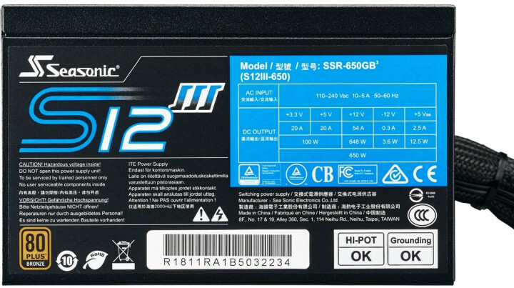 Seasonic SSR-650GB3 ATX 650W S12III-650 80+ Bronze