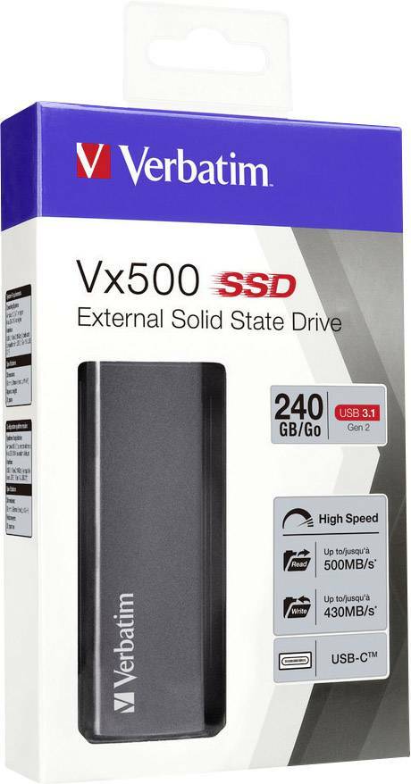 Verbatim Vx500 USB 3.1 M.2 External SSD 240GB / 47442 Grey