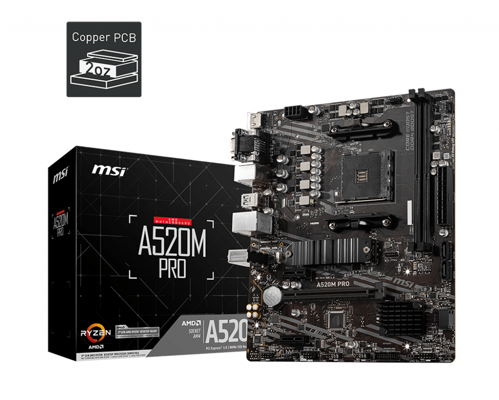MSI A520M PRO mATX Socket AM4 AMD A520