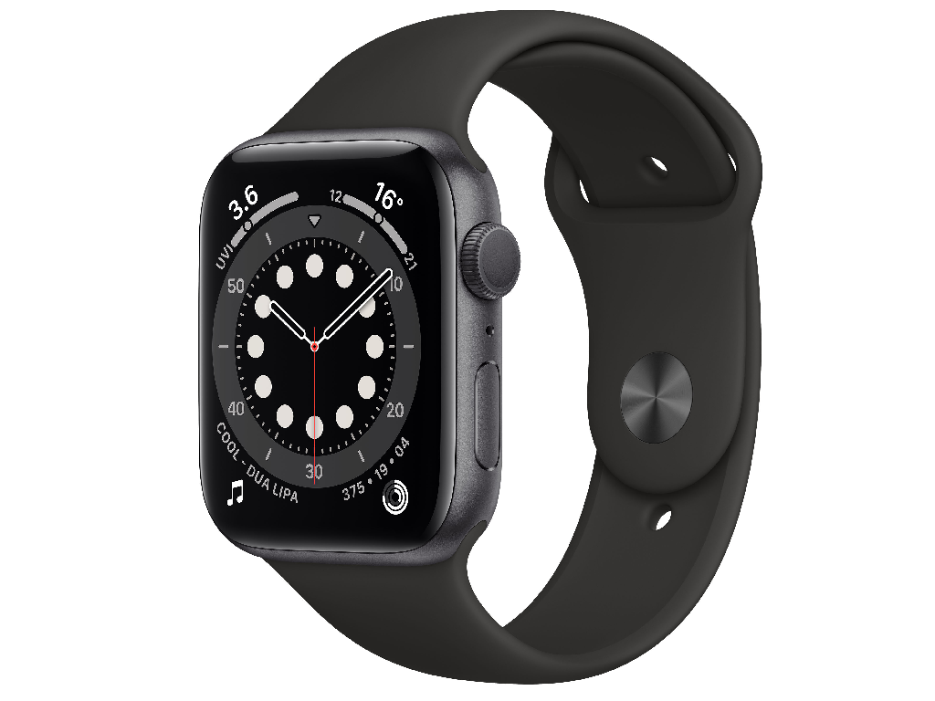 Apple Watch Series 6 GPS 44mm Space Gray Aluminum Case with Black Sport Band /
