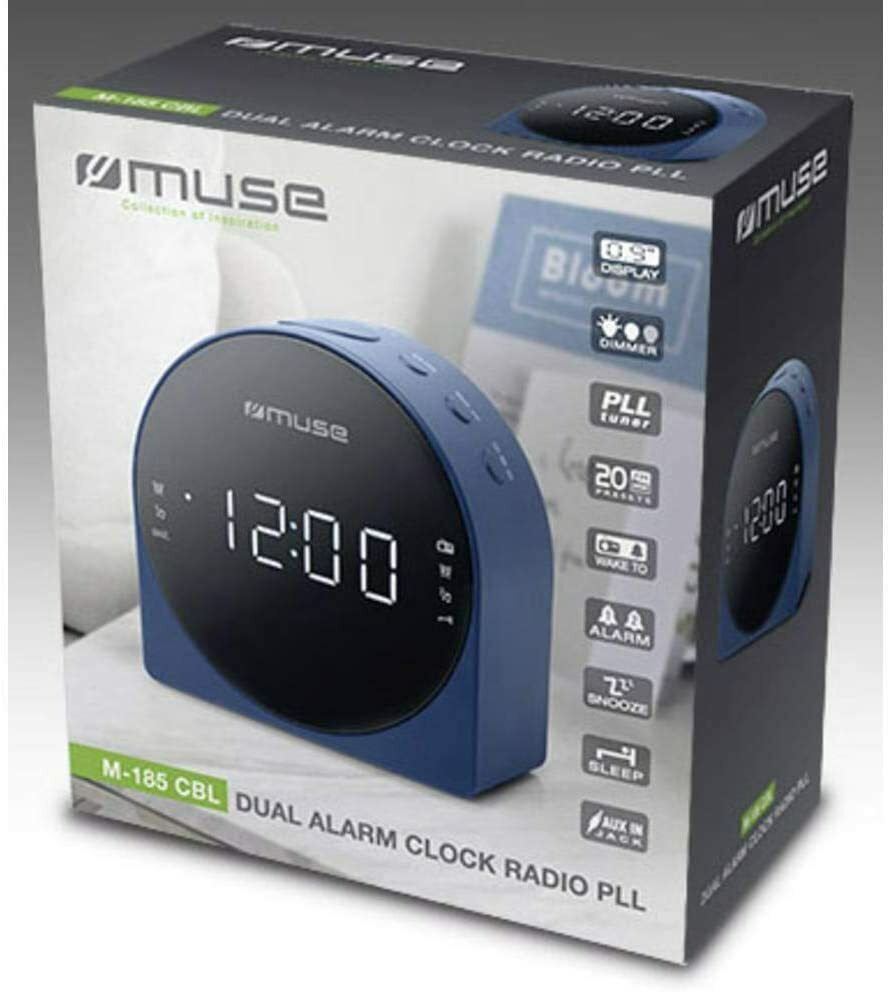 MUSE M-185 / Dual Alarm Clock Radio / Blue