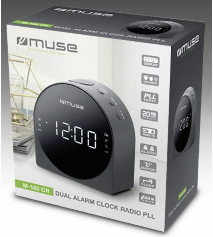MUSE M-185 / Dual Alarm Clock Radio / Black