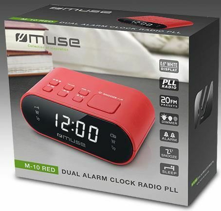 MUSE M-10 / Dual Alarm Clock Radio / Red