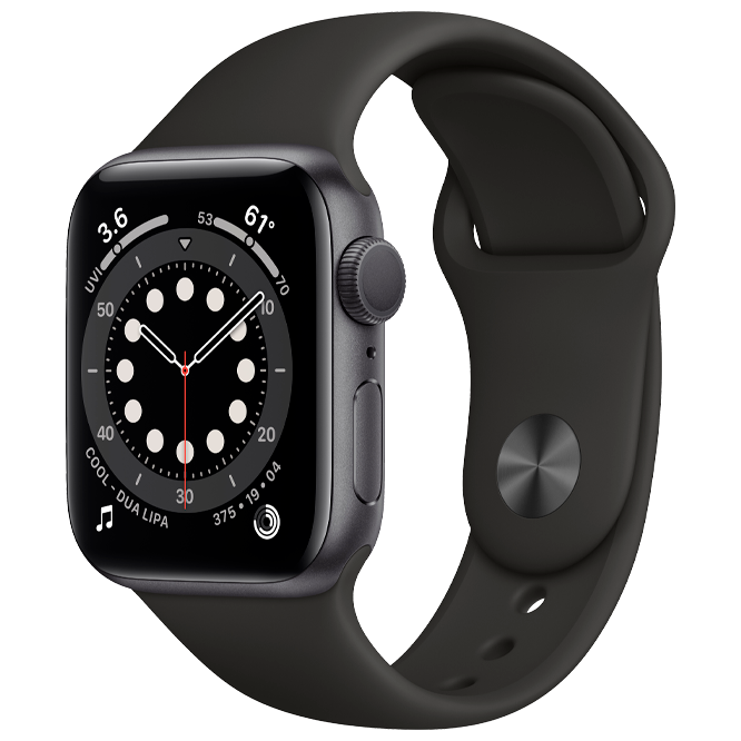 Apple Watch Series 6 GPS 40mm Space Gray Aluminum Case with Black Sport Band /