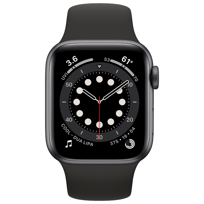 Apple Watch Series 6 GPS 40mm Space Gray Aluminum Case with Black Sport Band /