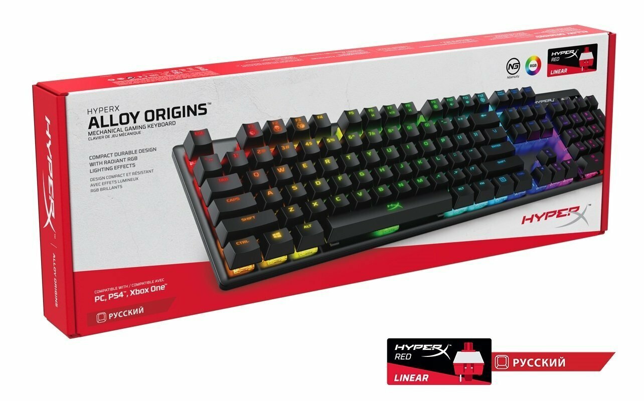 HYPERX Alloy Origins RGB Mechanical Gaming Keyboard / HX-KB6BLX-RU / Russian