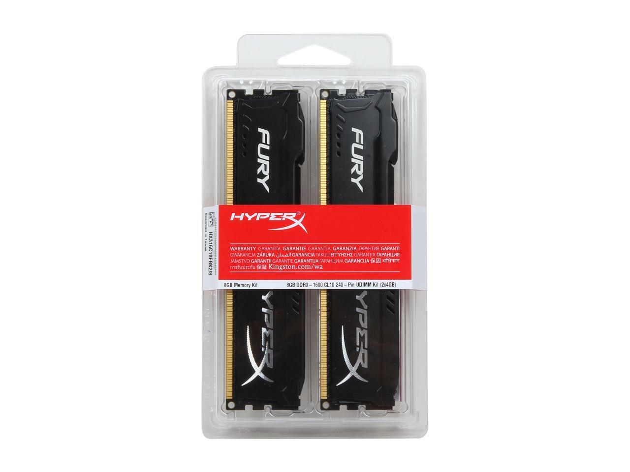 Kingston HyperX FURY HX316C10FBK2/8 / 2*4GB DDR3 1600 / Black