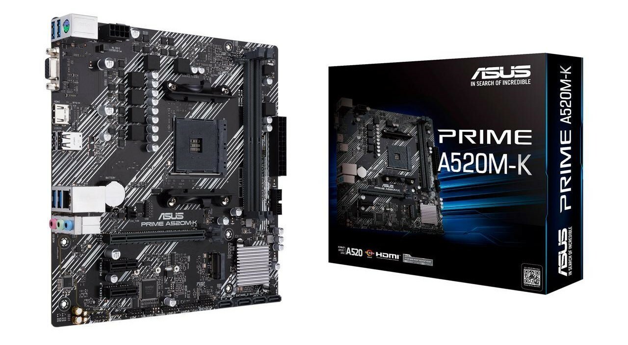 ASUS PRIME A520M-K mATX AM4 Dual DDR4 4600MHz
