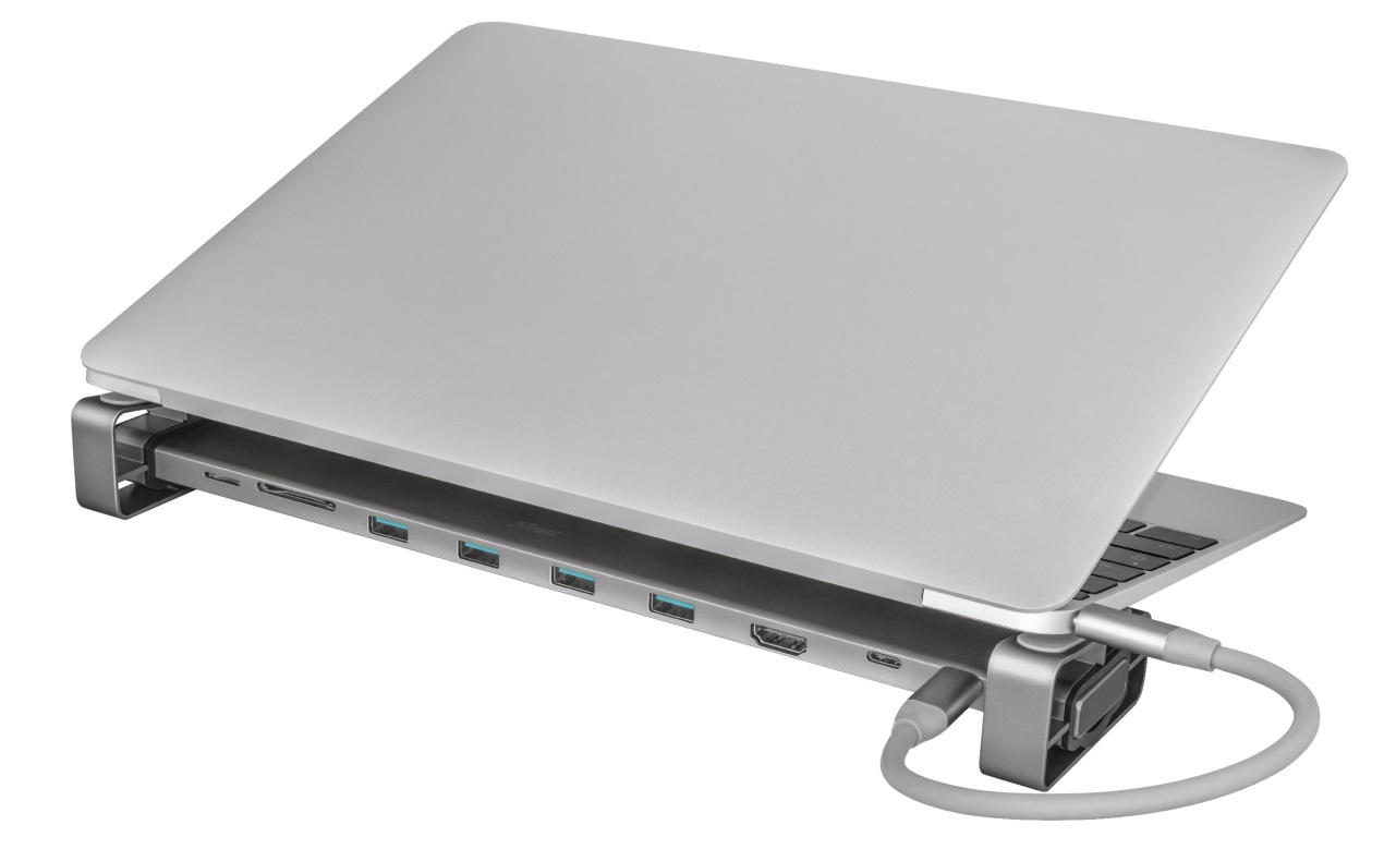 Trust Dalyx Aluminium 10-in-1 USB-C Multi-Port Docking Station / Grey