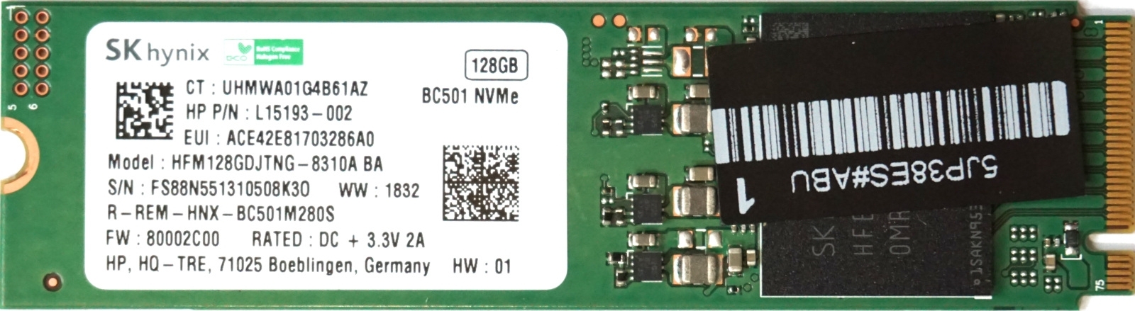 Hynix BC501 HN128GBBC501 M.2 NVMe SSD 128GB
