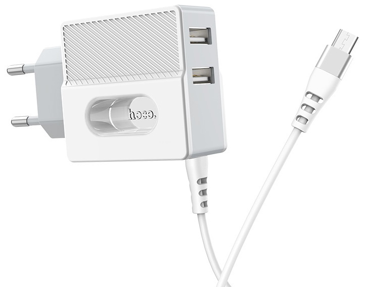 Hoco C75 Imperious dual port charger / MicroUSB / White