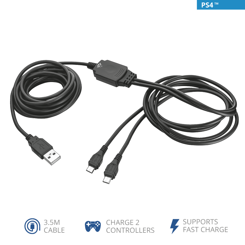 Trust GXT222 Duo Charge cable / Black