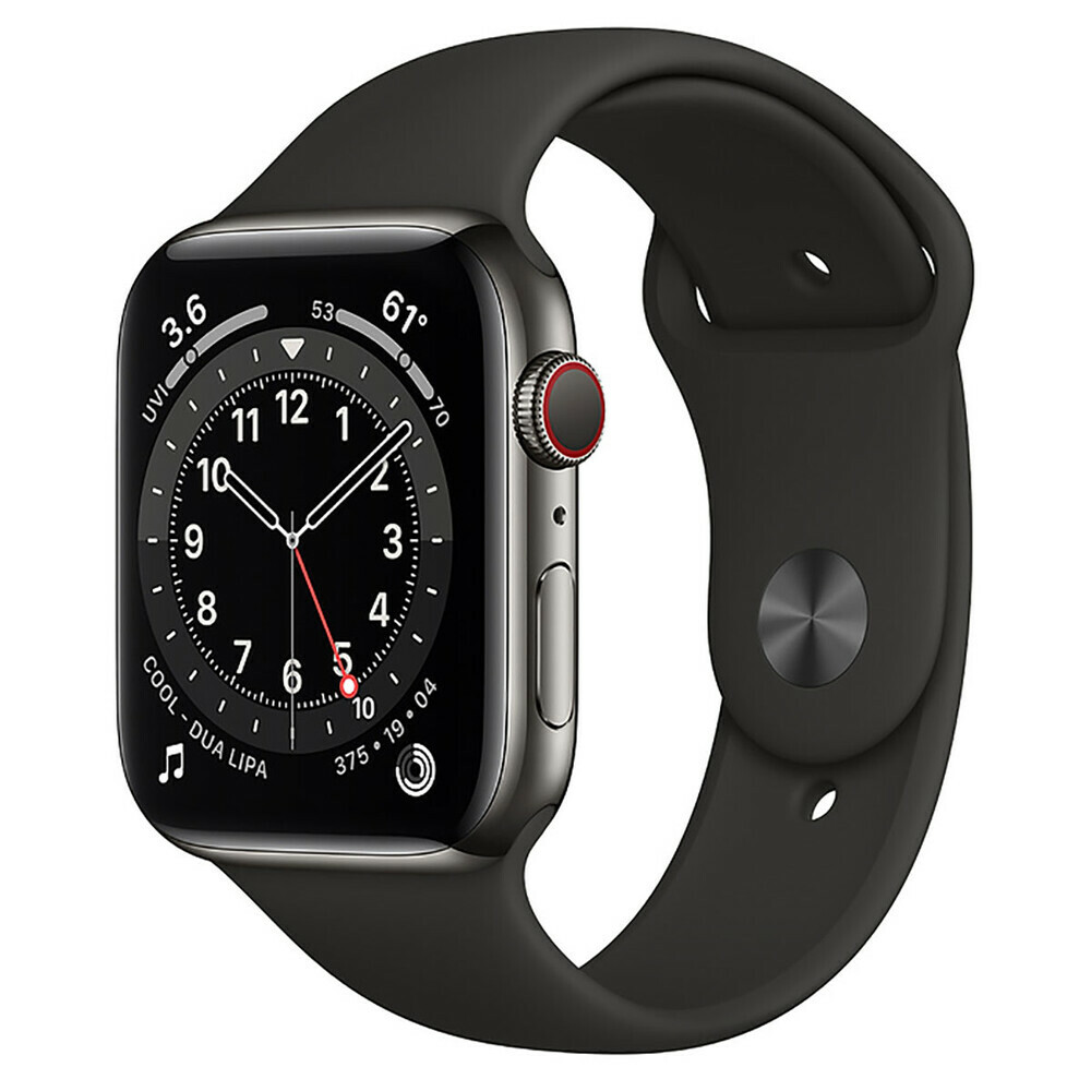 Apple Watch Series 6 GPS + Cellular 44mm Graphite Stainless Steel Case with Black Sport Band / Black