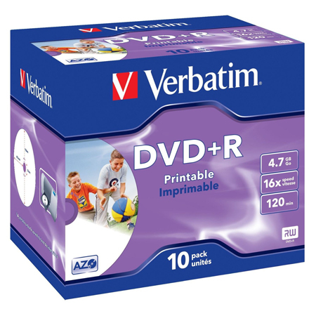 Verbatim DataLifePlus DVD+R AZO 4.7GB 16X WIDE PRINTABLE SURFACE x10 / 43508