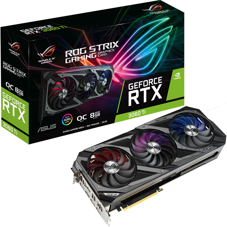 ASUS GeForce RTX3060Ti 8GB GDDR6 ROG Strix Gaming OC 192bit / ROG-STRIX-RTX3060TI-O8G-GAMING
