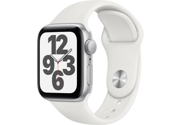 Apple Watch SE 40mm Silver Aluminum Case with White Sport Band / White