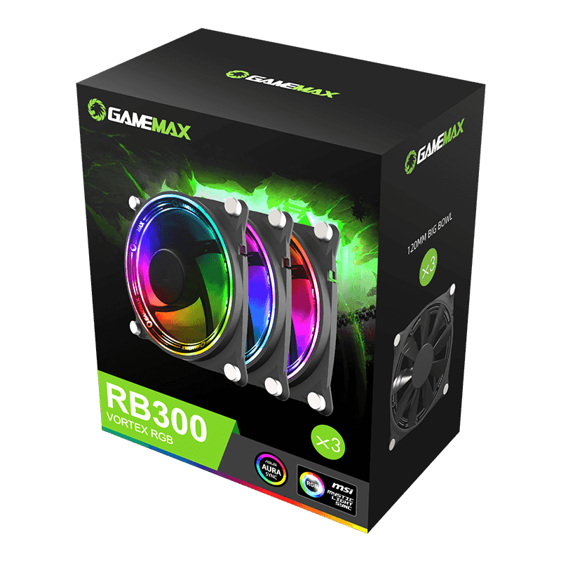 GameMax RB300 120mm 3xARGB PC Case Fan RGB