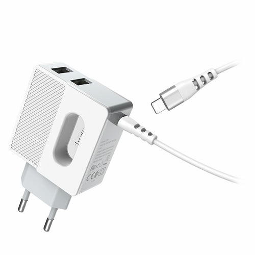 Hoco C75 Imperious dual port charger / Lighting White