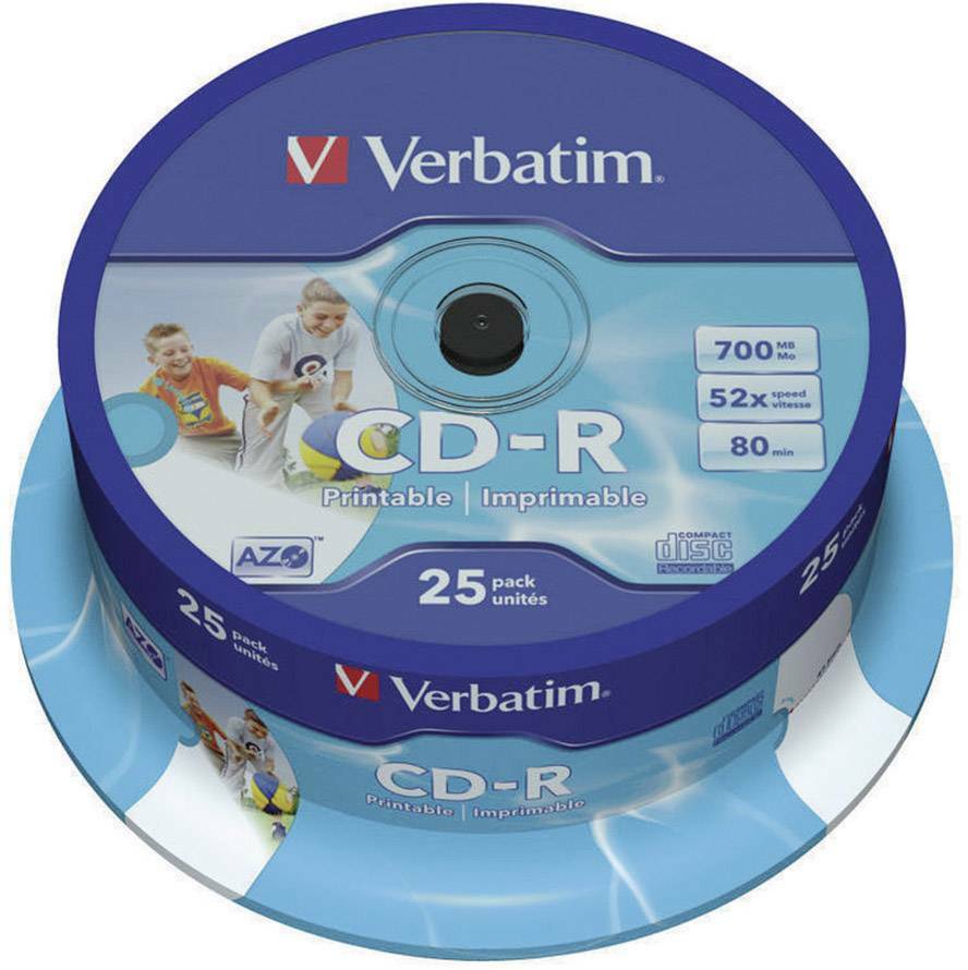 Verbatim DataLifePlus CD-R AZO 700MB 52X WIDE PRINTABLE SURFACE x25 / 43439
