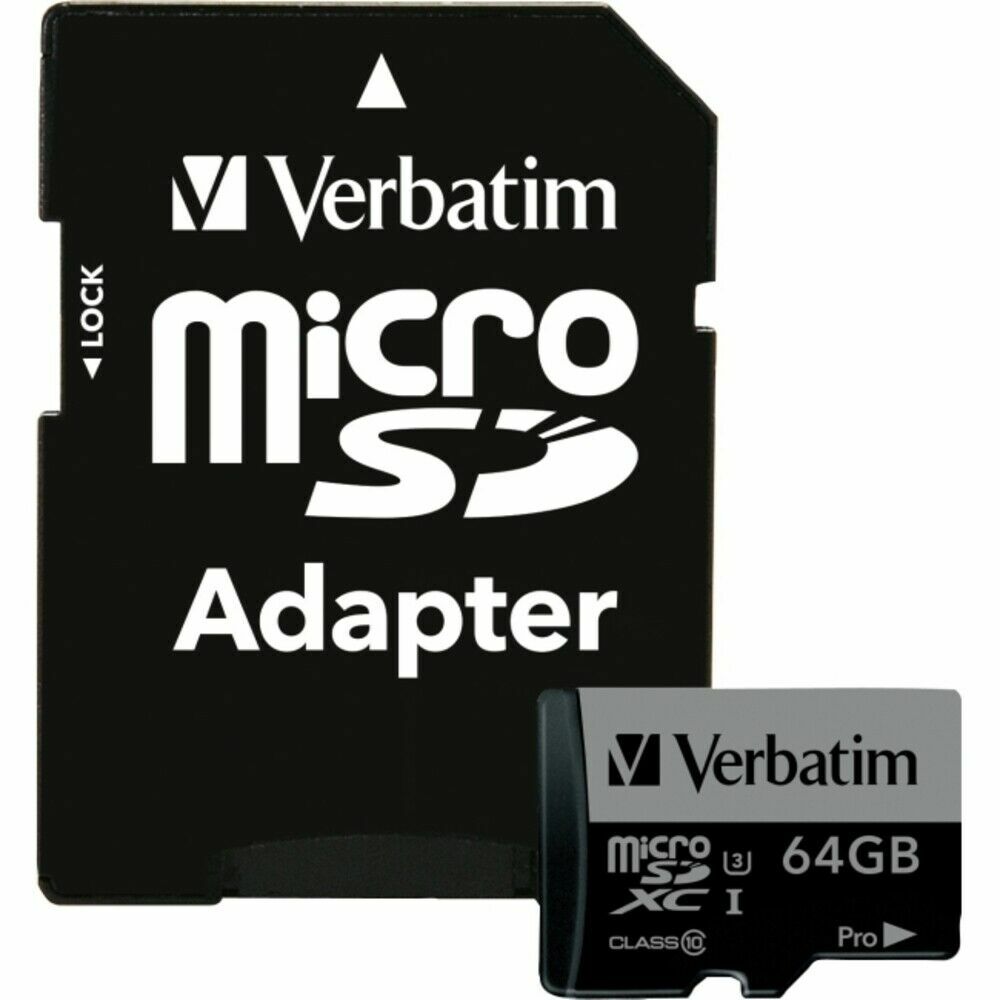 Verbatim Pro U3 microSDXC 64GB / SD Adapter / 47042