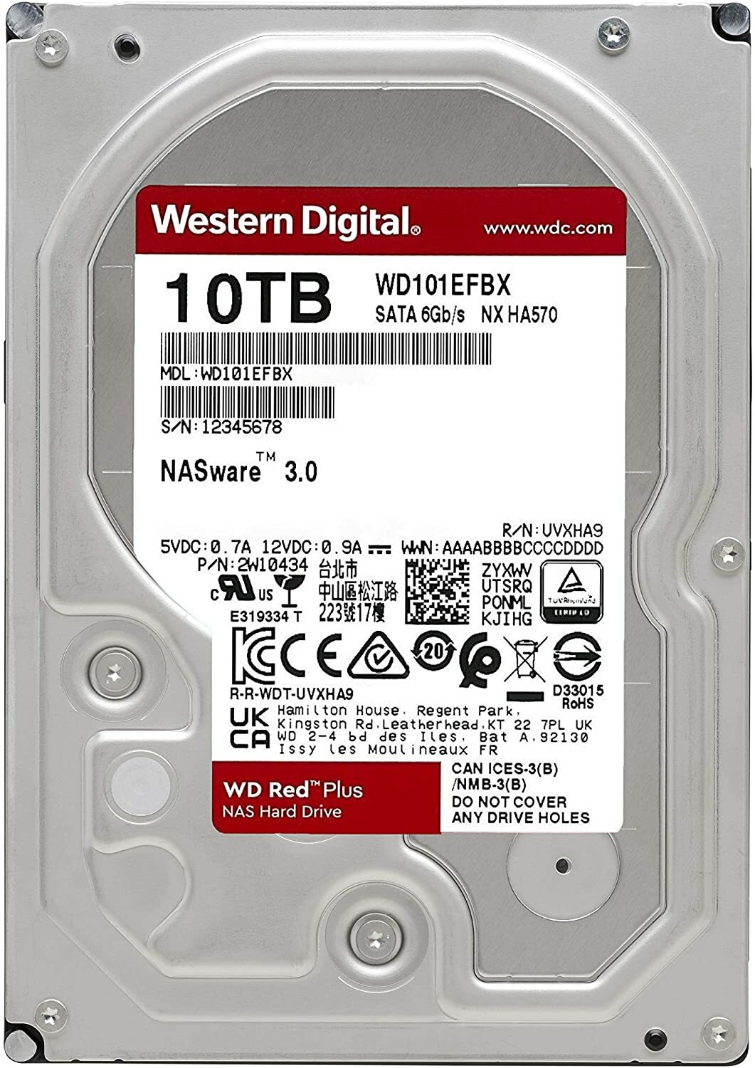 Western Digital Red Plus NAS WD101EFBX / 3.5" HDD 10.0TB