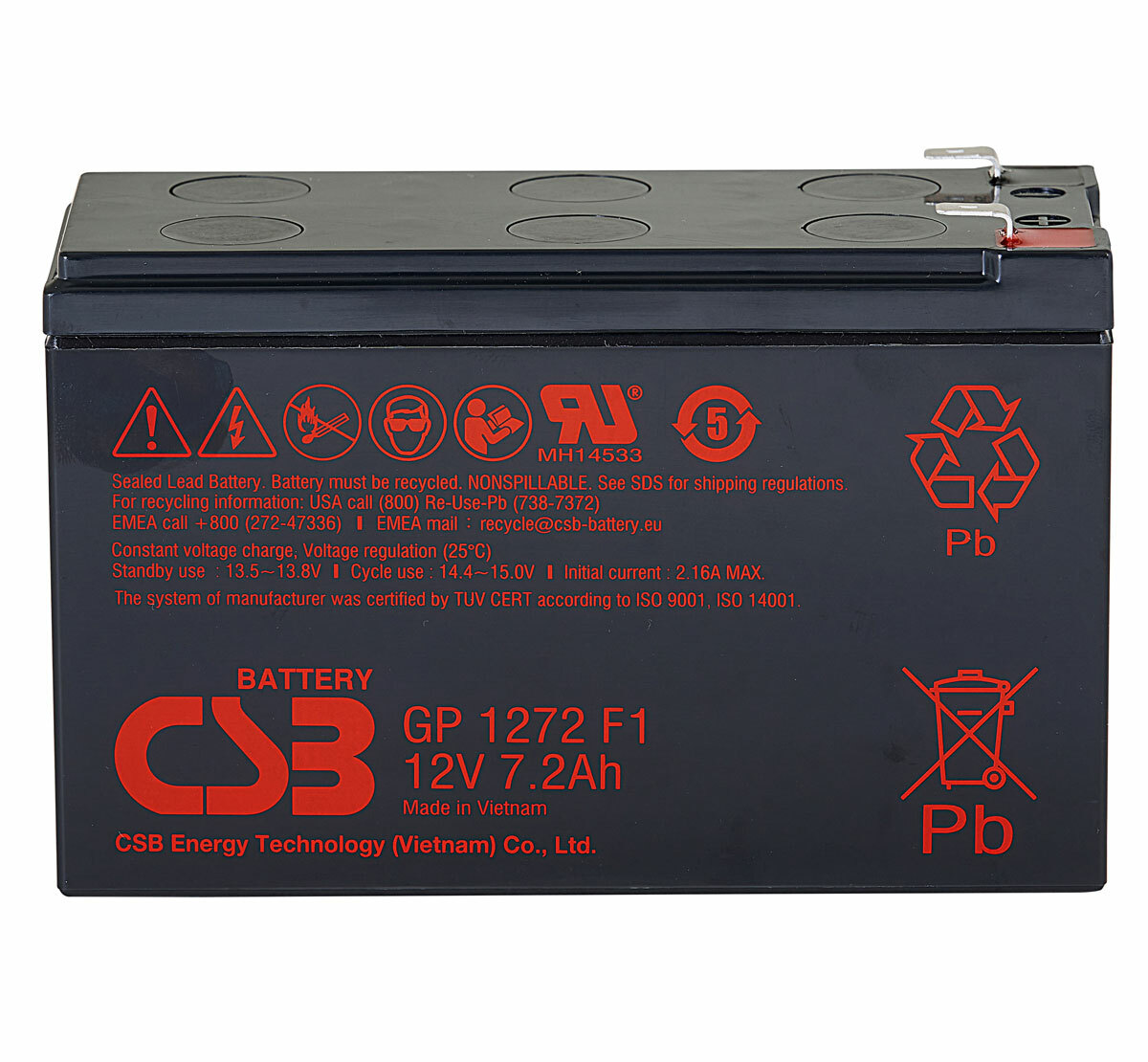 CSB GP1272 F1 / 12V 8Ah / Alarm Connector