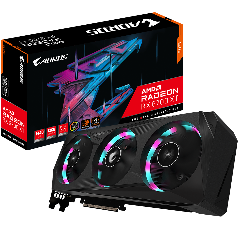 GIGABYTE Radeon RX 6700 XT 12GB GDDR6 Aorus Elite 192bit / GV-R67XTAORUS E-12GD