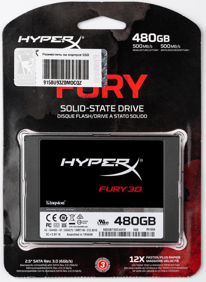 Kingston HyperX FURY 3D KC-S44480-6F / 2.5" SSD 480GB