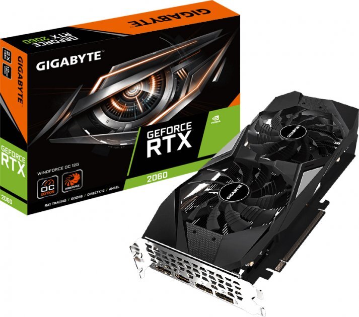GIGABYTE GeForce RTX 2060 12GB GDDR6 192bit WindForce OC / GV-N2060WF2OC-12GD