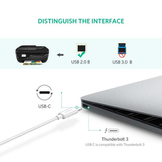 UGREEN USB-C to USB 2.0 Print Cable 1m