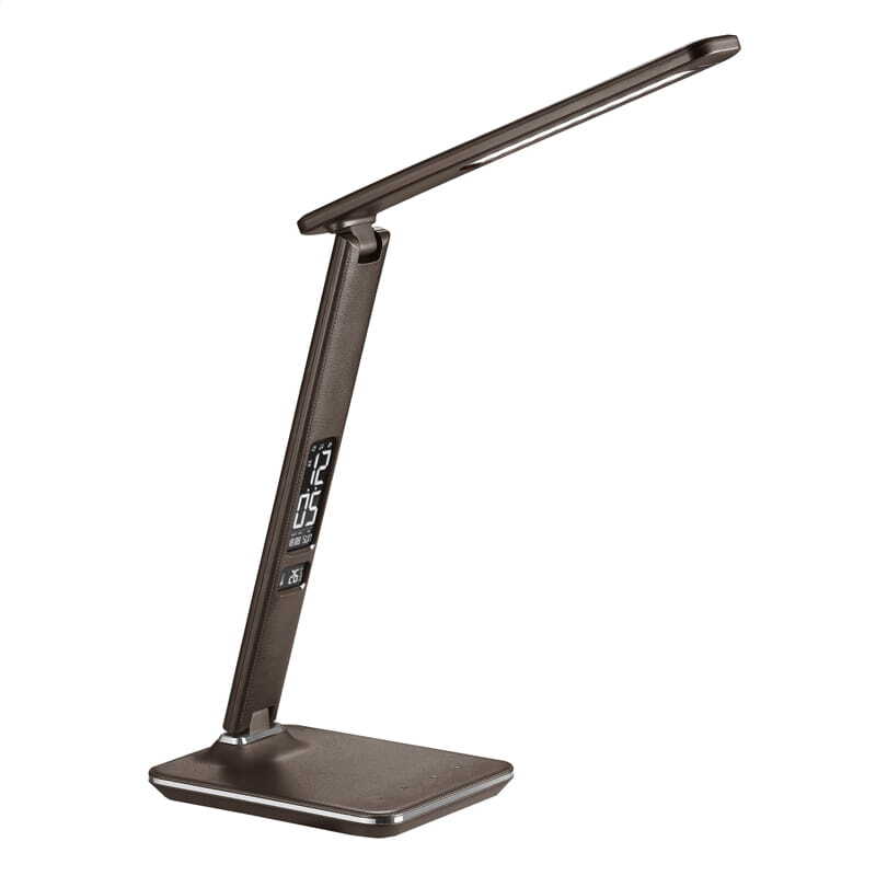 Platinet DESK LAMP 14W + LCD WITH CLOCK AND TEMPERATURE + USB charger 44228 Brown