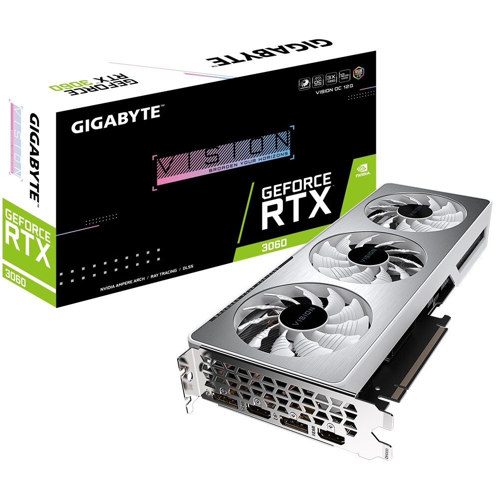 GIGABYTE GeForce RTX 3060 VISION OC 12G / 12GB GDDR6 192bit / GV-N3060VISION OC-12GD 2.0