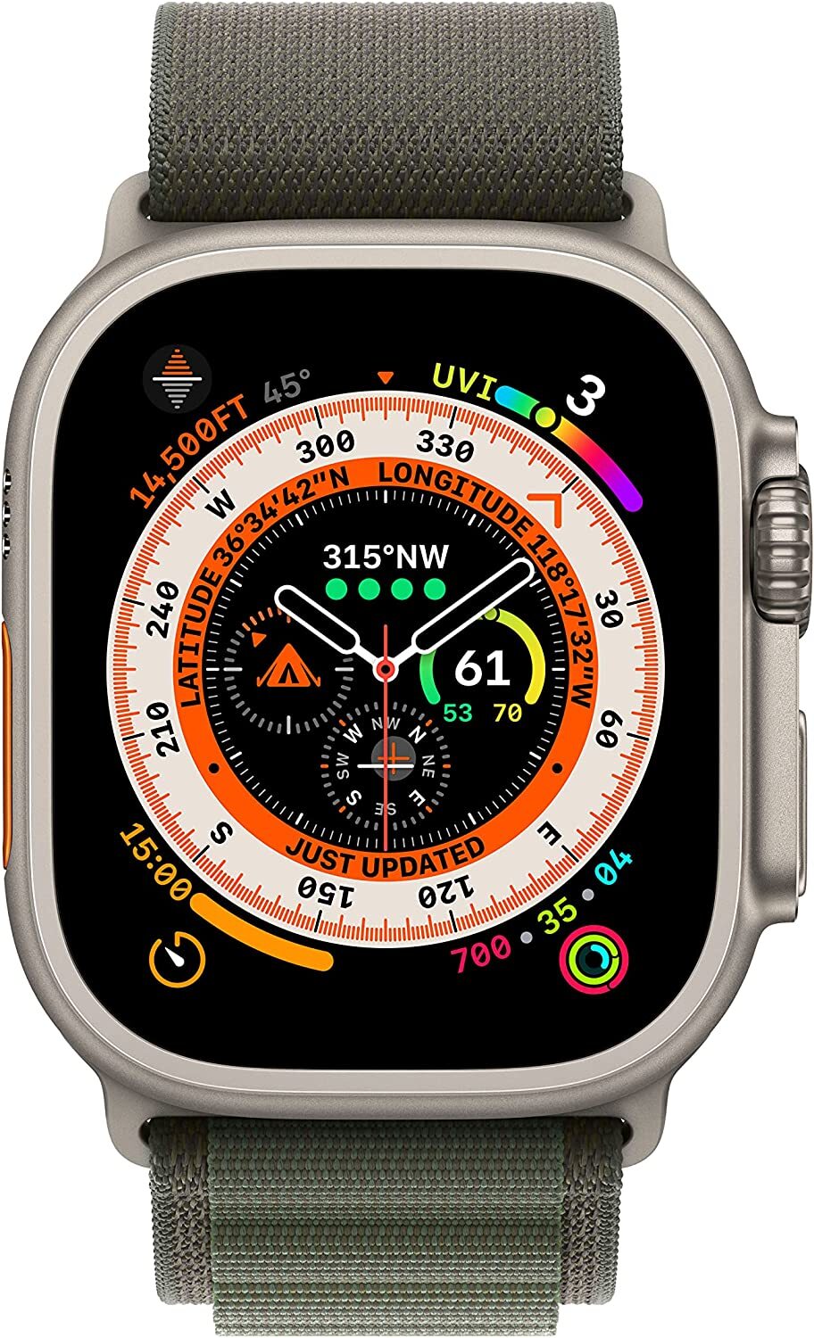 Apple Watch Ultra GPS 49mm Cellular / Titanium Case / Alpine Loop - Large Green