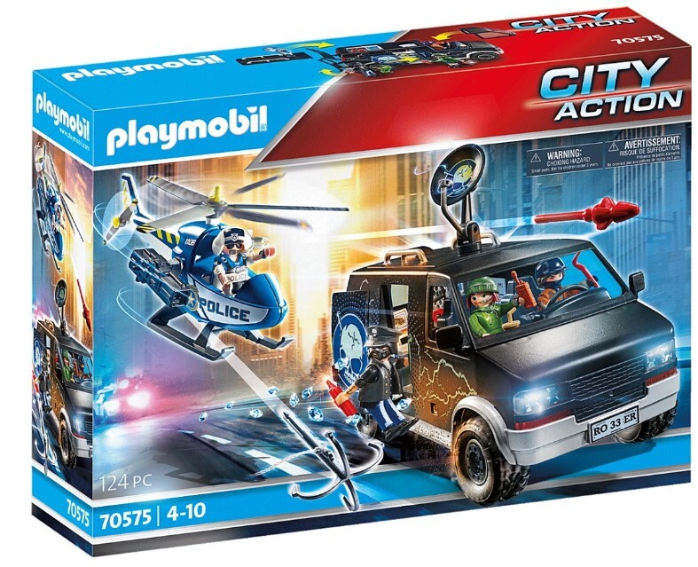 Playmobil PM70575 Helicopter Pursuit with Runaway Van