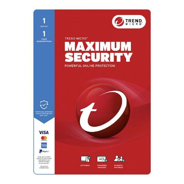 Trend Micro Maximum Security / 1 Device / 12 Month / TI10978699