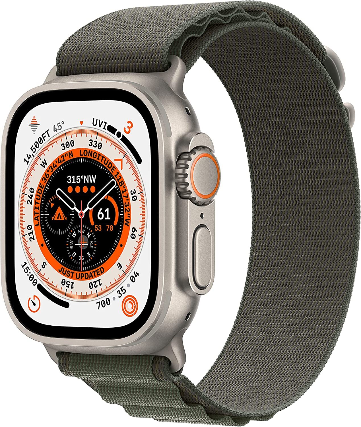 Apple Watch Ultra GPS 49mm Cellular / Titanium Case / Alpine Loop Medium Green