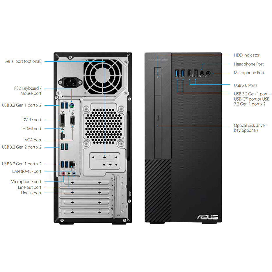 ASUS ExpertCenter X5 Mini Tower / Ryzen 5 5600G / 16GB DDR4 / 256GB NVMe / AMD Radeon / PSU 300W